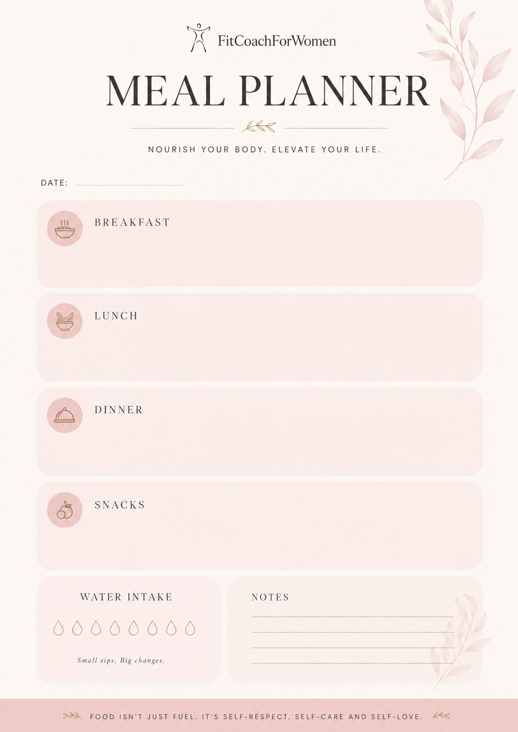 Weekly meal planner page from the Fit After 40 Starter Kit